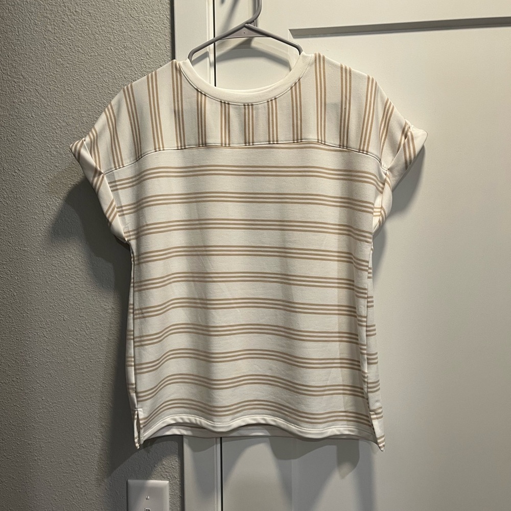 Cable & Gauge Cream Top with Tan Stripes